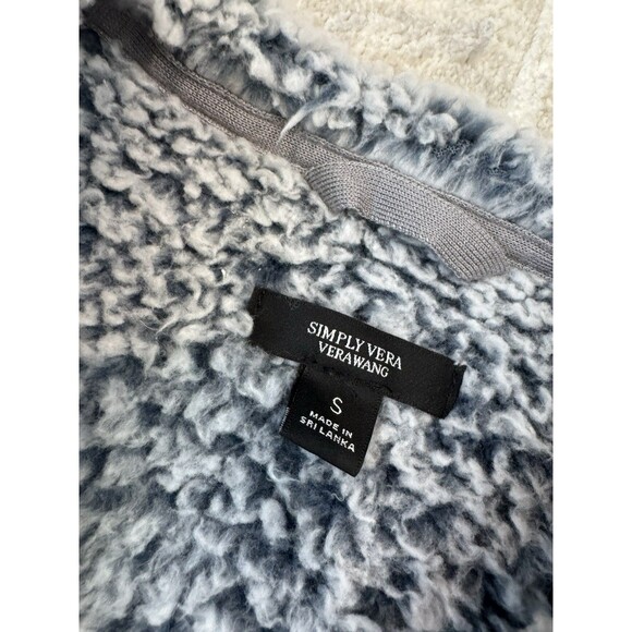 NWOT Women's Simply Vera Wang Sherpa Faux Fur Open-Front Cardigan Grey Size S - Picture 6 of 9